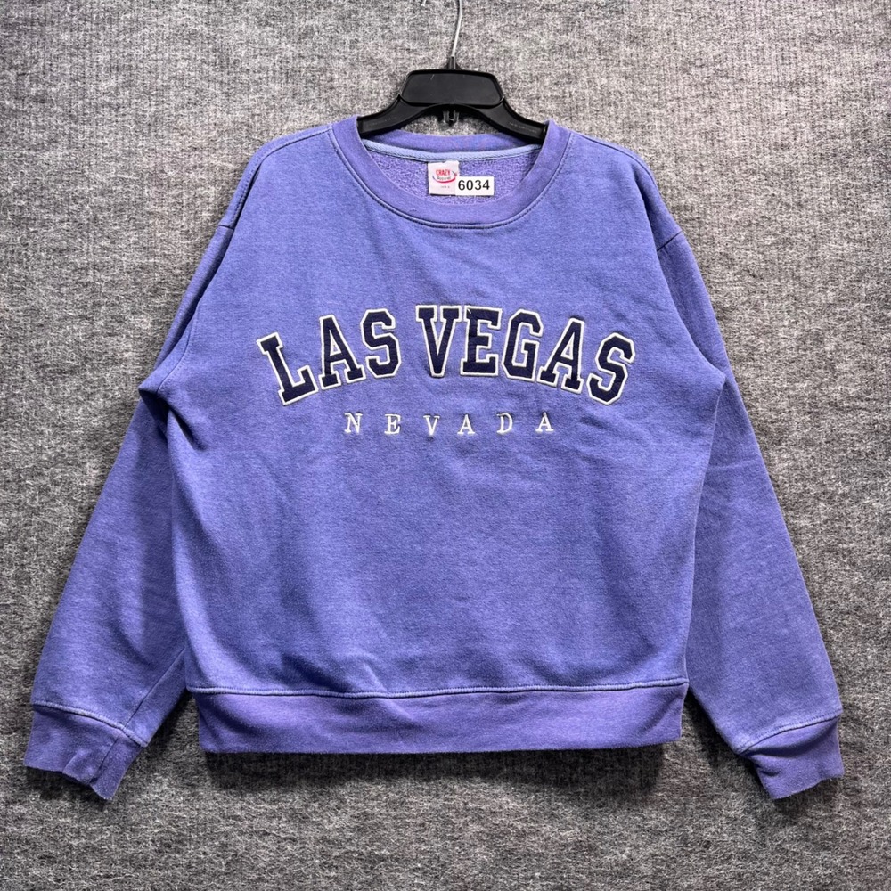 Crazy Apparel Las Vegas Nevada Sweatshirt Purple Crewneck Souvenir Size S